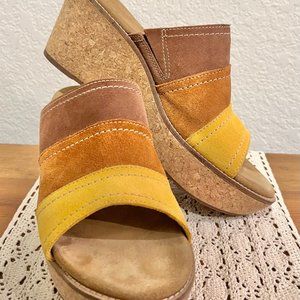 NWOT Clarks Artisan Aisley Lily Suede Platform Wedge Sandals Size 11